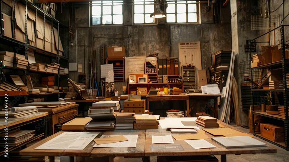 Creative Chaos Film Set Designer's Warehouse with Business Cards Scale Models and Props Creative Chaos Film Set Designer's Warehouse with Business Cards Scale Models and Props