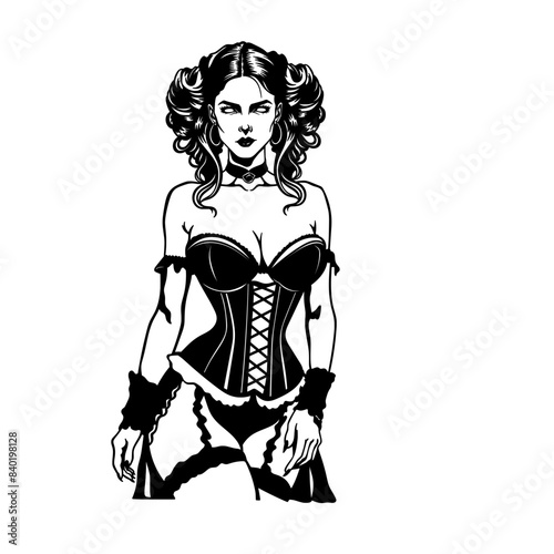 Beautiful burlesque girl svg, drawn in adobe illustrator