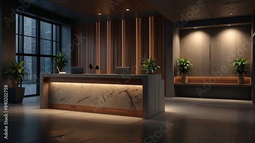 A sleek and professional reception area with minimalist decor