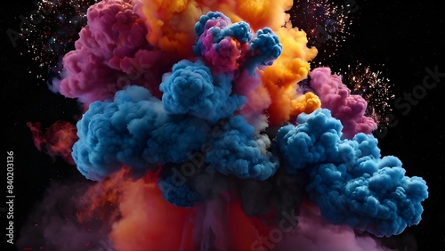 Colorful Smoke Explosions and Blasts photo