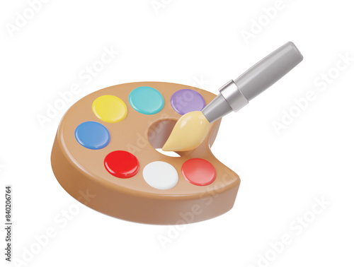 Colour palette icon 3d render illustration