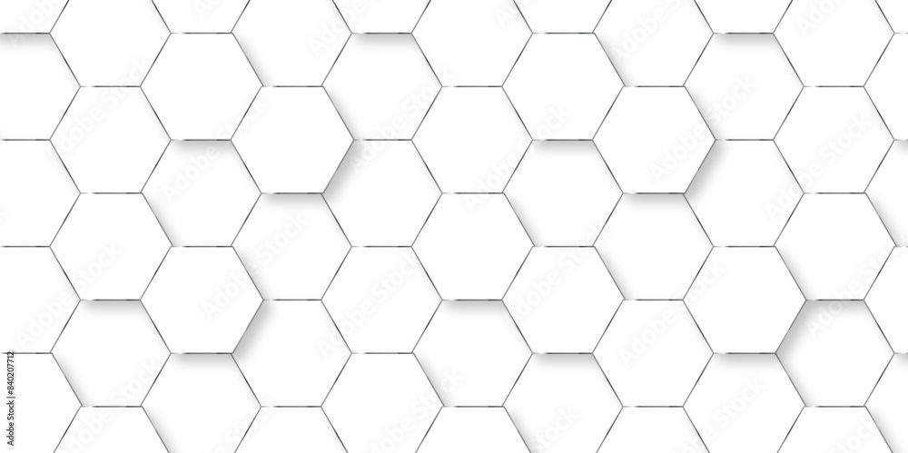 Abstract white 3d hexagon pattern. White abstract vector wallpaper with hexagon grid. Technology Futuristic honeycomb mosaic white background.
Abstract white 3d hexagon pattern. White abstract vector wallpaper with hexagon grid. Technology Futuristic honeycomb mosaic white background.