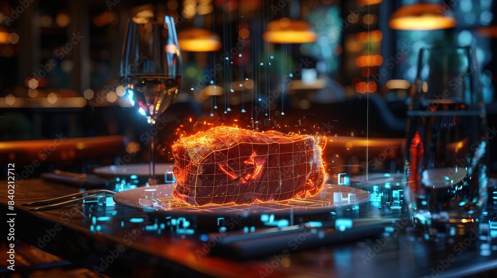 beef at restaurant a digital holographic holographic lines beef at restaurant a digital holographic holographic lines