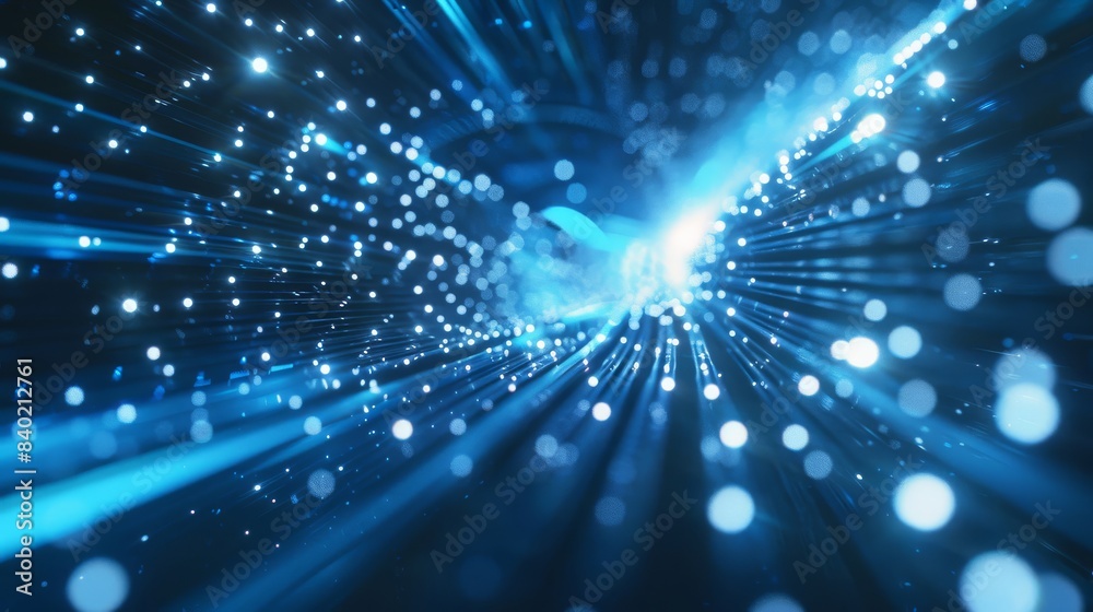 Naklejka premium Speeding through the blue starlight's cosmic glow