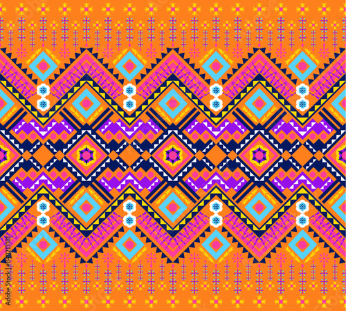 Geometric ethnic oriental pattern traditional design for background, wallpaper, wrapping, fabric, textile fashion wearing, Vector Geometric pattern illustration embroidery style. Geometric background.