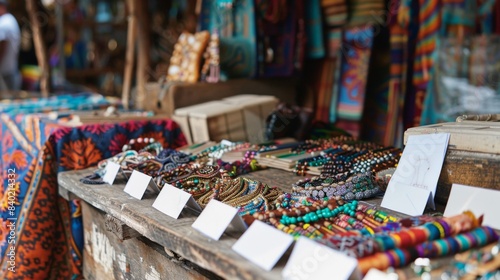 Wallpaper Mural Vibrant Artisan Market Handcrafted Jewelry Textiles and Blank Business Cards for Custom Creations Torontodigital.ca