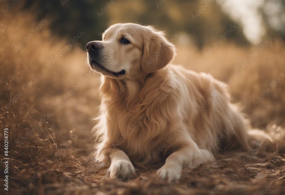 Obraz premium Portrait of a dog against a forest background