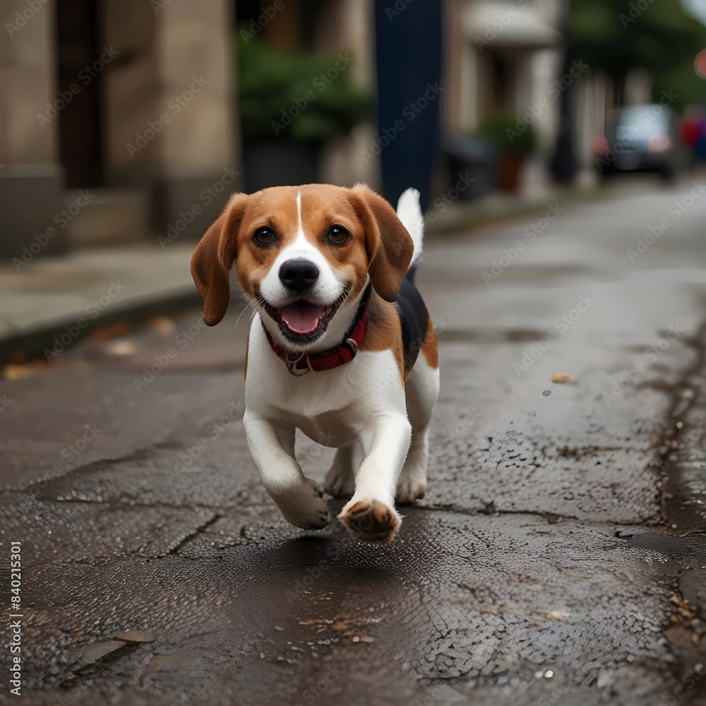 Beagle Running Down The Street Generative Art Beagle Running Down The Street Generative Art