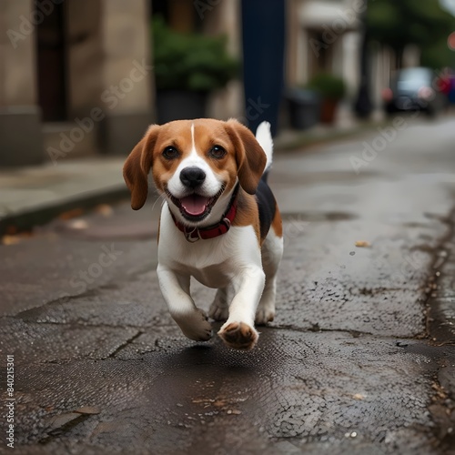 Beagle Running Down The Street Generative Art © happie