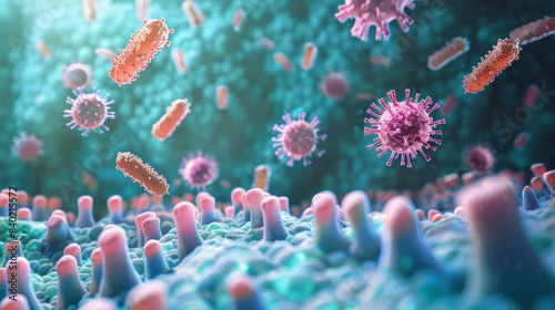 This visual representation of celiac disease depicts the immune response in the gut, emphasizing the interaction between the immune system and the intestinal cells