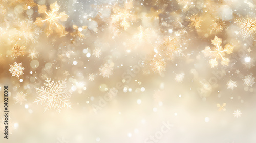 Abstract background with golden glitter and snowflakes