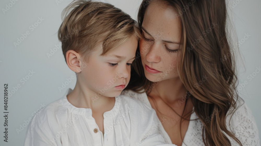 Tender Mother-Child Embrace Capturing Intimate Familial Bond