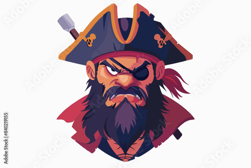 Illustration of an evil pirate. Pirate captain.