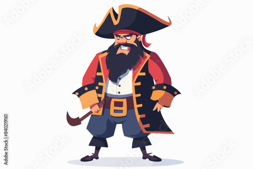 Illustration of an evil pirate. Pirate captain.