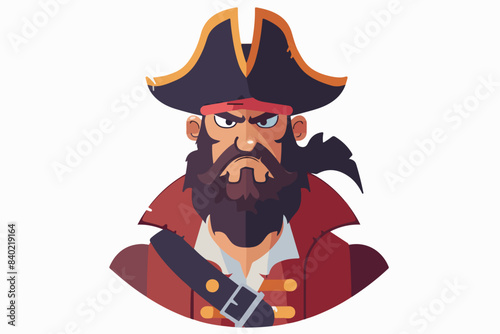 Illustration of an evil pirate. Pirate captain.