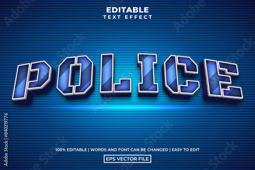 Modern police 3d concept editable text effect template