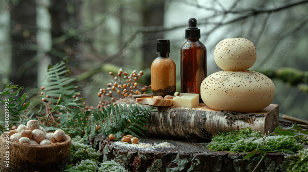 Assorted Herbs and Natural Ingredients in Glass Bottles Assorted Herbs and Natural Ingredients in Glass Bottles