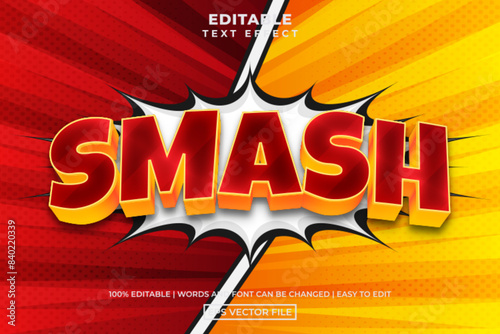 Smash 3d comic cartoon style editable text effect template