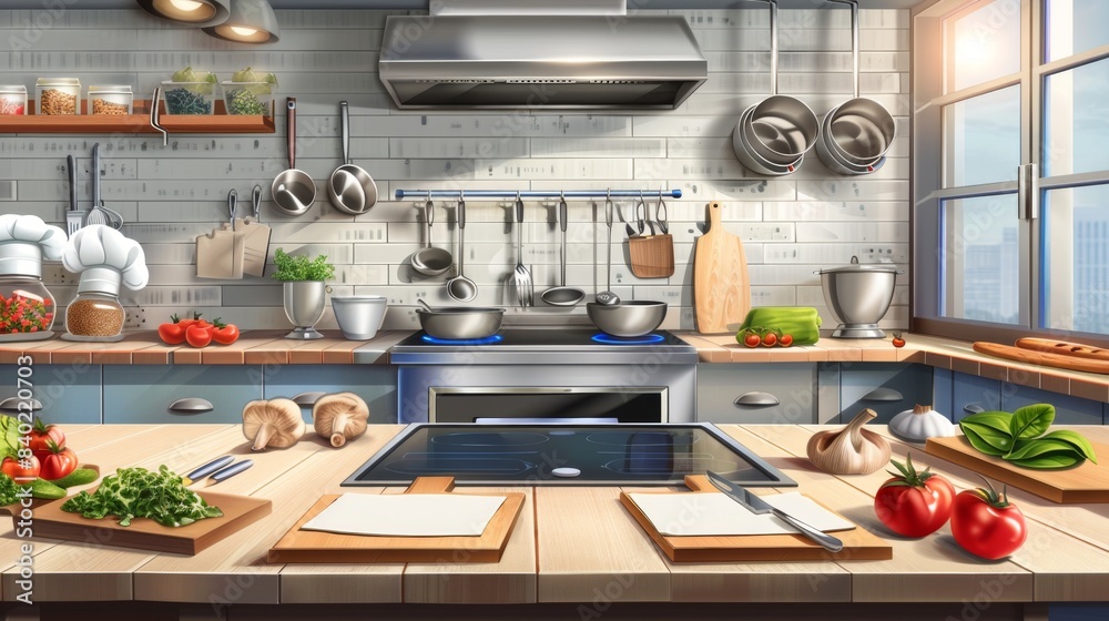 Mastering the Art of Gourmet Cooking A Kitchen Classroom with Chef's Hats Chopping Boards and Business Cards for Culinary Creativity Mastering the Art of Gourmet Cooking A Kitchen Classroom with Chef's Hats Chopping Boards and Business Cards for Culinary Creativity