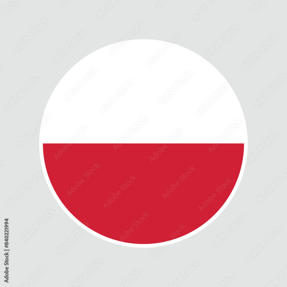 The flag of Poland. Flag icon. Standard color. Round flag. Computer illustration. Digital illustration. Vector illustration. The flag of Poland. Flag icon. Standard color. Round flag. Computer illustration. Digital illustration. Vector illustration.