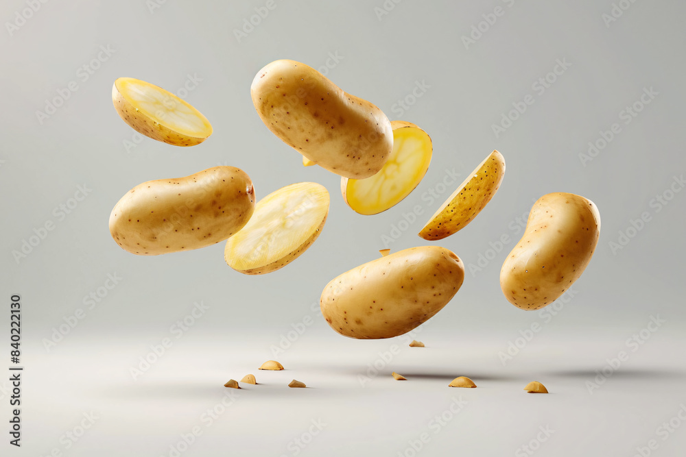 close up of potatoes on white close up of potatoes on white