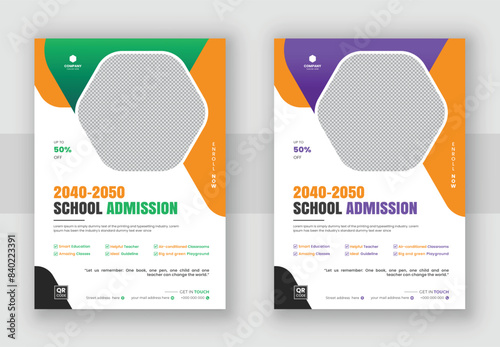 Back to school admission a4 flyer design or kids education leaflet poster template