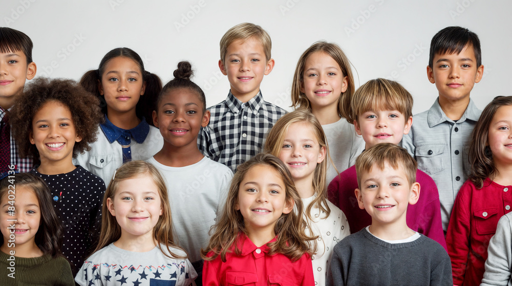 Group photo of American elementary school students, Group photo of American elementary school students,