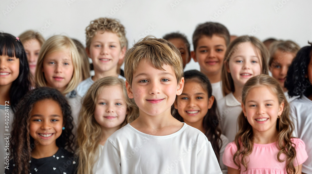 Group photo of American elementary school students, Group photo of American elementary school students,
