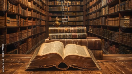 The antique library books photo