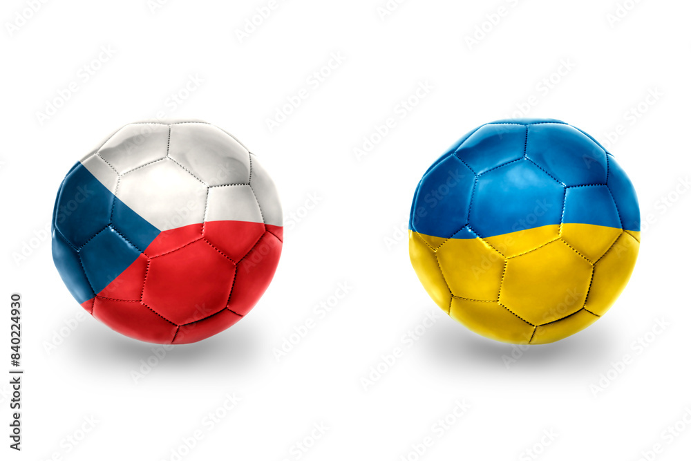 football balls with national flags of czech republic and ukraine ,soccer teams. on the white background. football balls with national flags of czech republic and ukraine ,soccer teams. on the white background.