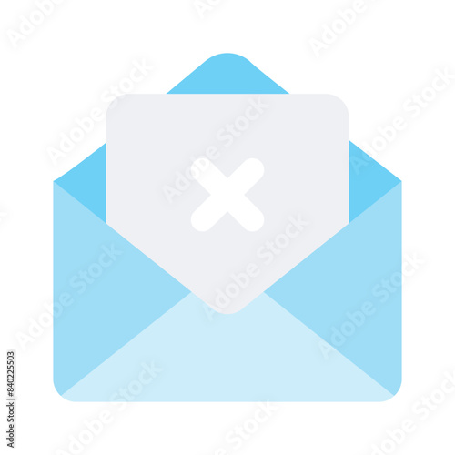 Cross sign on mail denoting icon of mail error, spam mail vector design