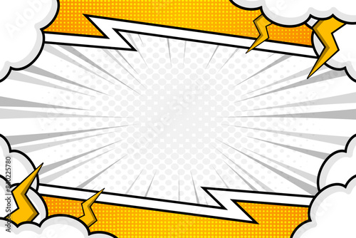 Blank yellow modern comic page frame background design template