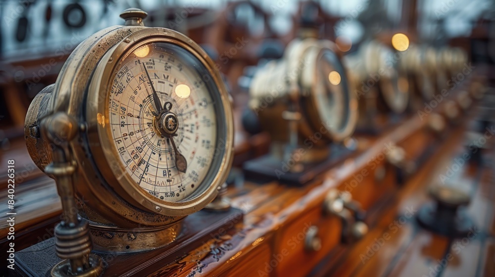 The captain's crew officer handed over the ship's control bridge dashboard with navigation equipment on the bridge of the ship The captain's crew officer handed over the ship's control bridge dashboard with navigation equipment on the bridge of the ship