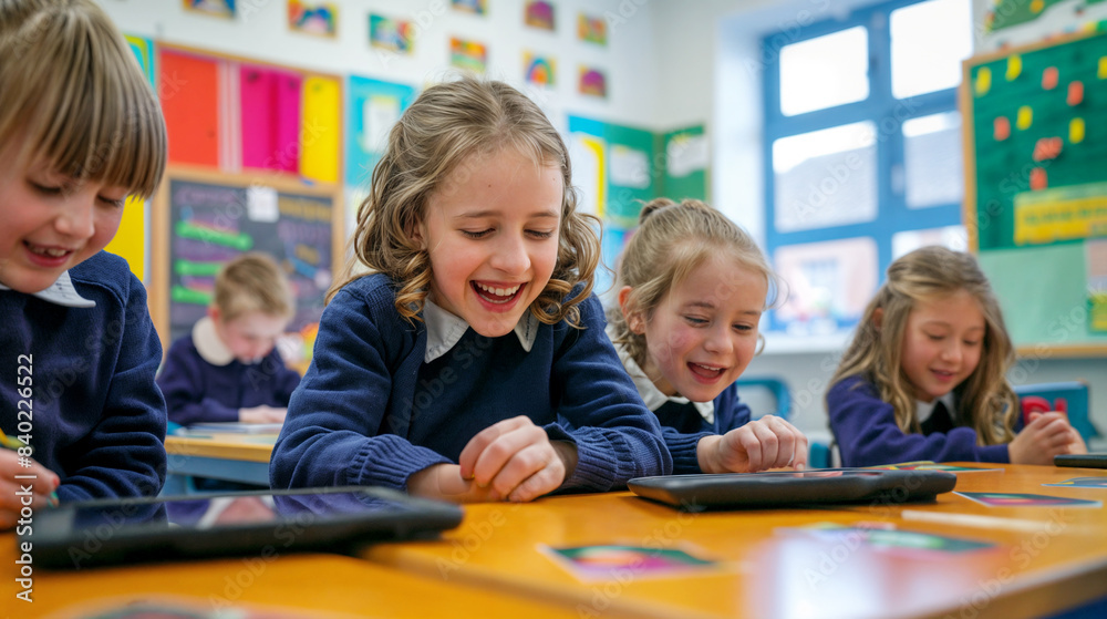 Children learning on tablets Children learning on tablets