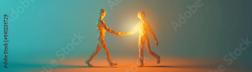 Mentorship figure guiding another with a glowing light, representing ambition in mentorship