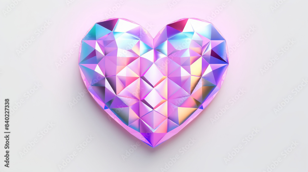 Iridescent Geometric Heart Shape on Soft Background Iridescent Geometric Heart Shape on Soft Background
