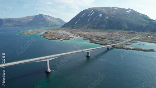 Majestic Cinematic Views of Gimsoystraumen Bridge in Lofoten. photo