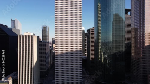 Drone Shot of Houston TX USA Downtown Skyscrapers and Towers photo