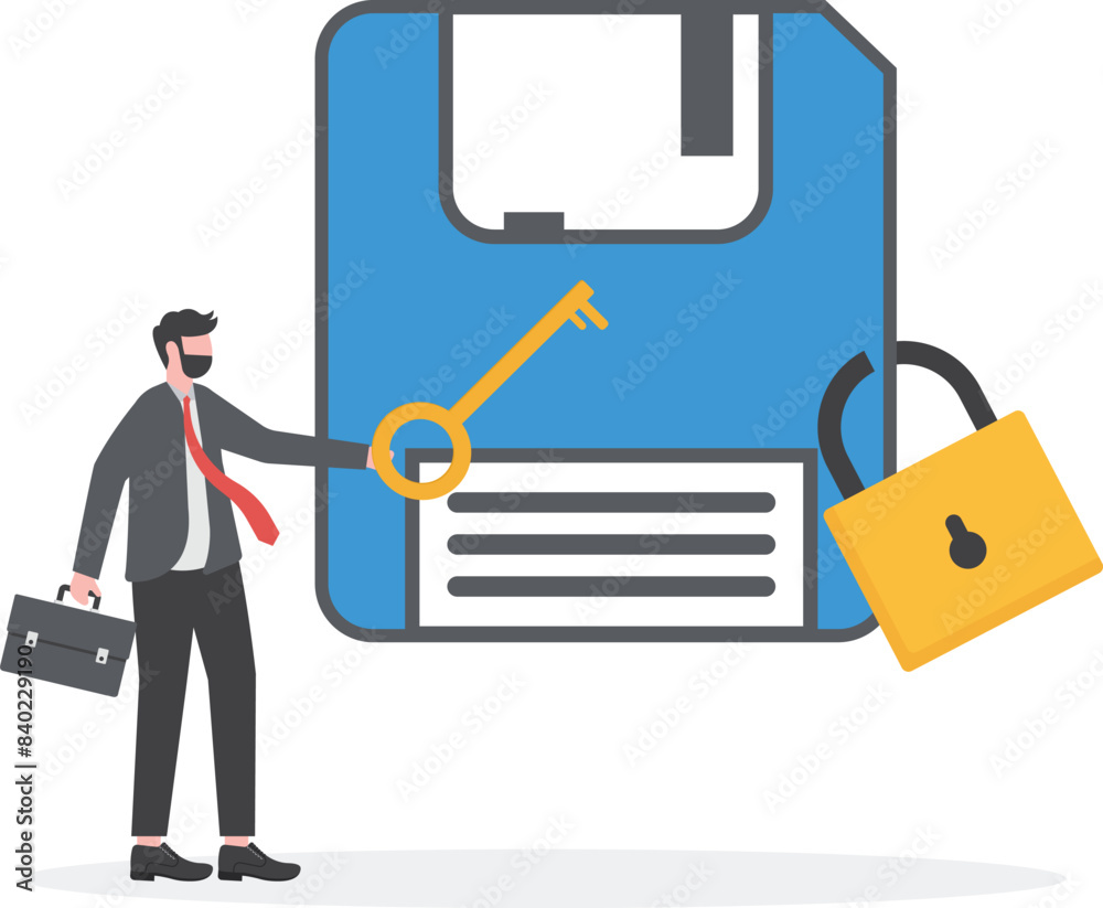 company data security to protected access control, privacy data protection, cyber security for the security of company data and information, employee carry security padlock while guarding company data company data security to protected access control, privacy data protection, cyber security for the security of company data and information, employee carry security padlock while guarding company data
