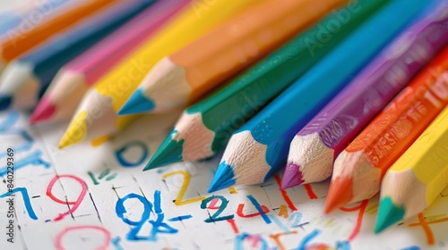 Colorful Pencils on Graffiti Style Numerology Artwork