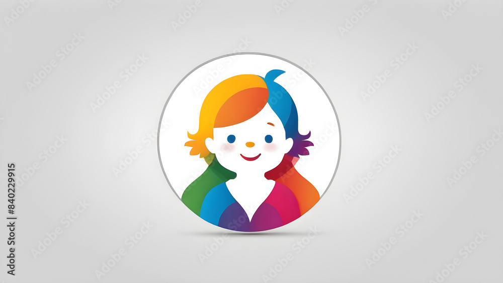 Child themed logo icon on white background Generative AI Child themed logo icon on white background Generative AI