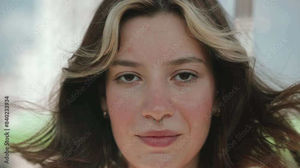 Close-up shot of a smiling woman's face Close-up shot of a smiling woman's face