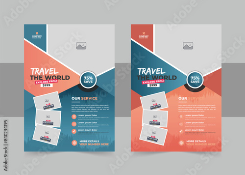 Print ready travel flyer design template, tour or tourism flyer design template