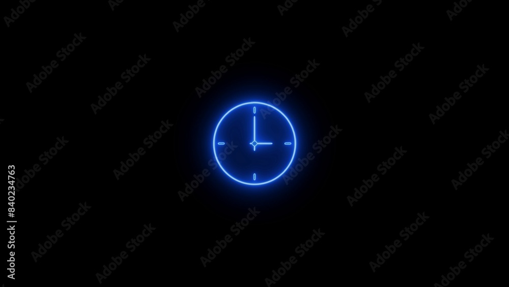 Neon lighting Clock icon illustration concept Neon lighting Clock icon illustration concept
