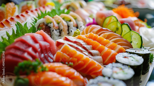 sashimi sushi set composition, tasty, fresh and elegant photo