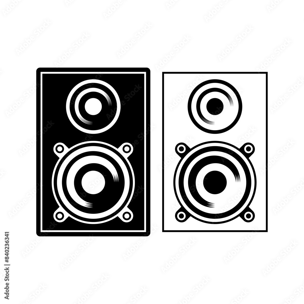 speaker sound system icon design with creative concept premium vector
