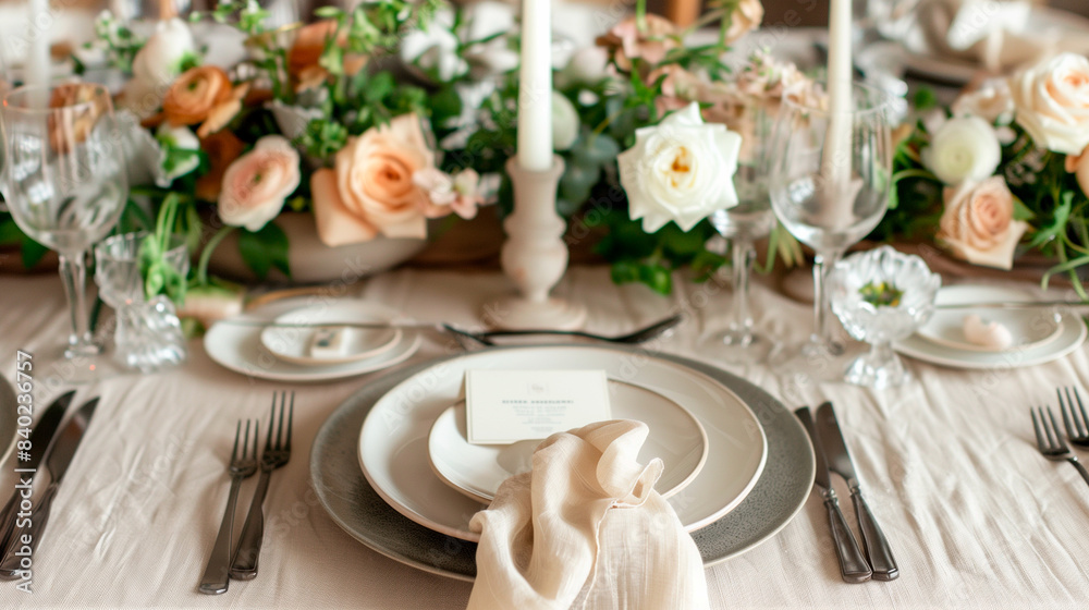 Wedding table setting in neutral colours Wedding table setting in neutral colours