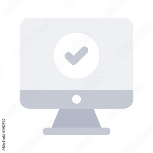 Tick mark on computer showing icon of verified computer