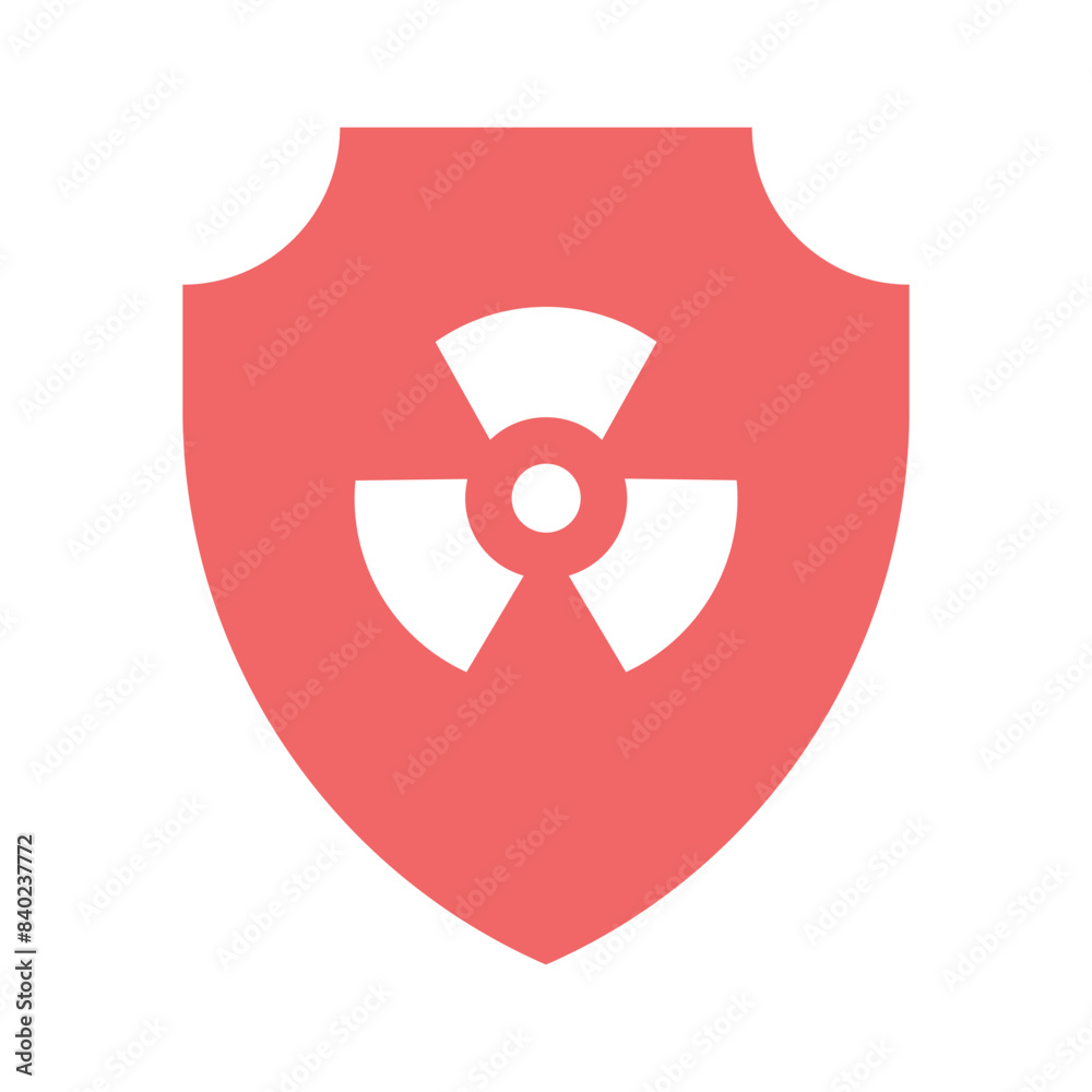 Radion sing on shield showing icon of nuclear safety, premium vector design Radion sing on shield showing icon of nuclear safety, premium vector design