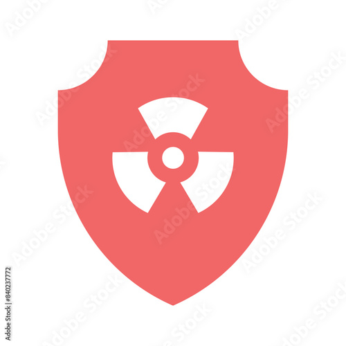 Radion sing on shield showing icon of nuclear safety, premium vector design